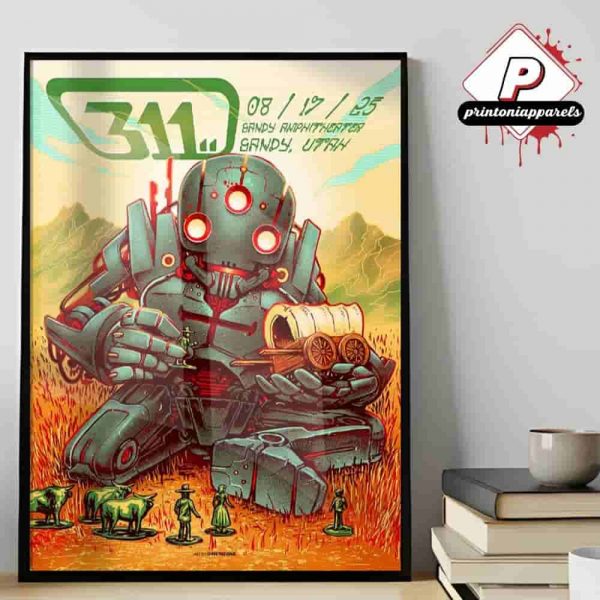 311 Band Event Poster At Sandy Amphitheater Sandy Utah On August 17th 2025 Home Decor Poster Canvas