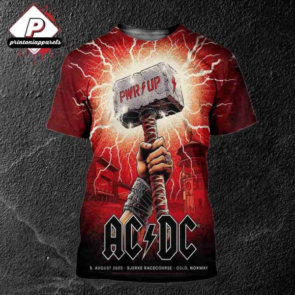 AC DC Oslo PWR UP Tour 2025 Event Poster At Bjerke Racecourse Oslo Norway On August 5th 2025 All Over Print Shirt