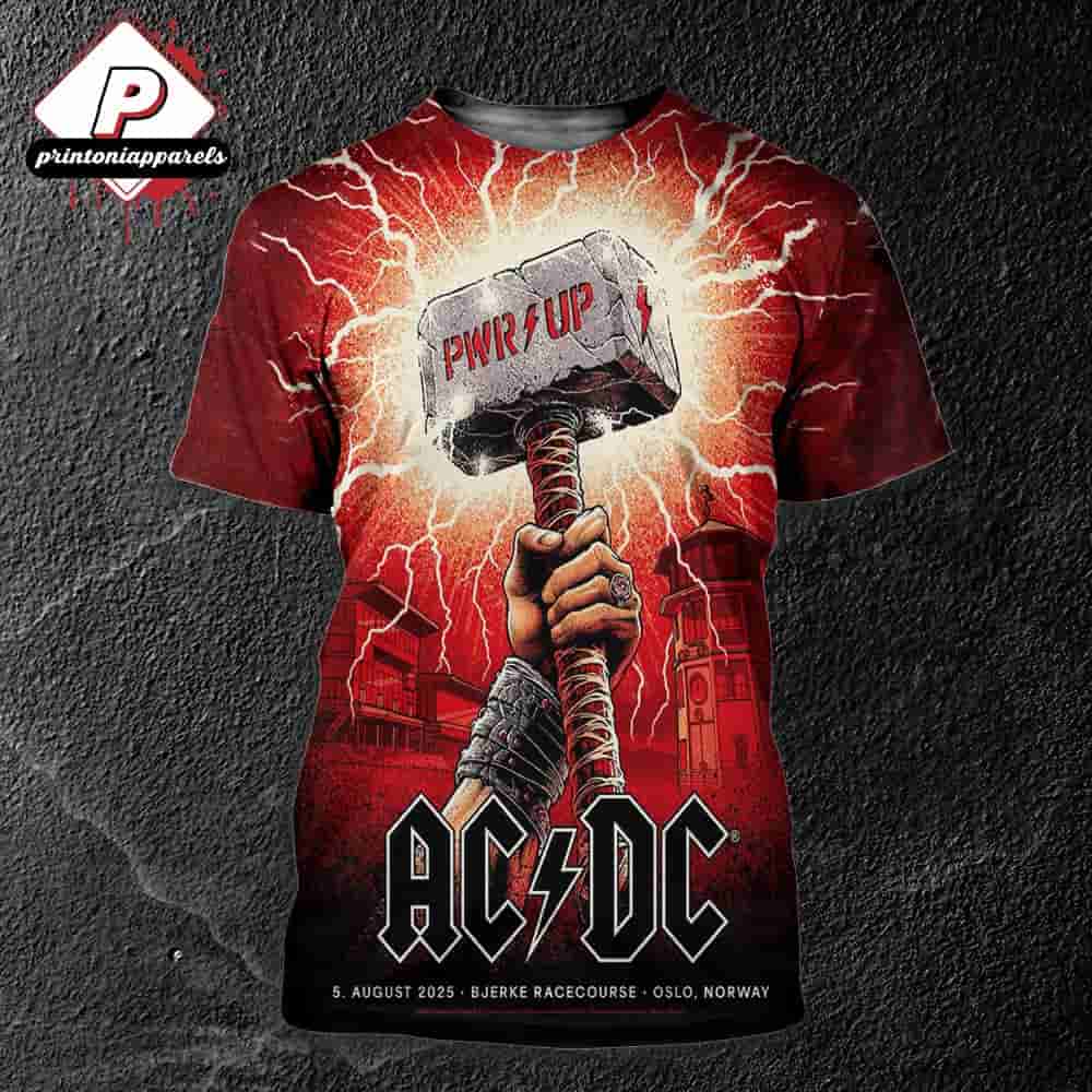 AC DC Oslo PWR UP Tour 2025 Event Poster At Bjerke Racecourse Oslo Norway On August 5th 2025 All Over Print Shirt AC DC Oslo PWR UP Tour 2025 Event Poster At Bjerke Racecourse Oslo Norway On August 5th 2025 All Over Print Shirt