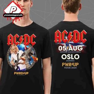 AC DC Oslo PWR UP Tour 2025 Event Tee At Bjerke Racecourse Oslo Norway On August 5th 2025 Two Sided Unisex T-Shirt