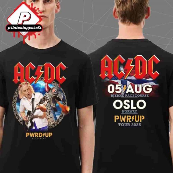 AC DC Oslo PWR UP Tour 2025 Event Tee At Bjerke Racecourse Oslo Norway On August 5th 2025 Two Sided Unisex T-Shirt