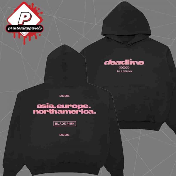 Blackpink Deadline World Tour 2025 Continent Logo Hoodie Black Merchandise Limited Two Sided Unisex T-Shirt