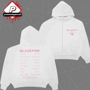 Blackpink Deadline World Tour 2025 Zip Hoodie White Merchandise Limited Zip Hoodie