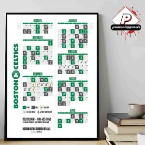 Boston Celtics Official 2025-2026 NBA Season Schedule Home Decor Poster Canvas