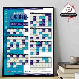 Charlotte Hornets Official 2025-2026 NBA Season Schedule Home Decor Poster Canvas