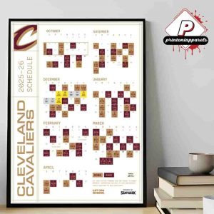 Cleveland Cavaliers Official 2025-2026 NBA Season Schedule Home Decor Poster Canvas