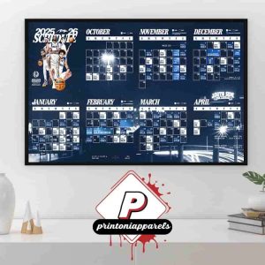 Dallas Marvericks Official 2025-2026 NBA Season Schedule Home Decor Poster Canvas