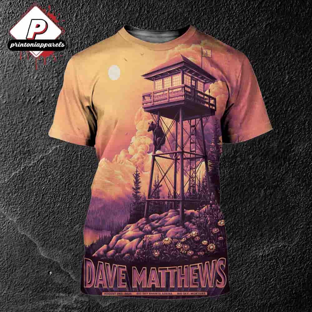 Dave Matthews Band Event Poster At Big Sexy Events Arena Big Sky Montana On August 2nd 2025 All Over Print Shirt Dave Matthews Band Event Poster At Big Sexy Events Arena Big Sky Montana On August 2nd 2025 All Over Print Shirt