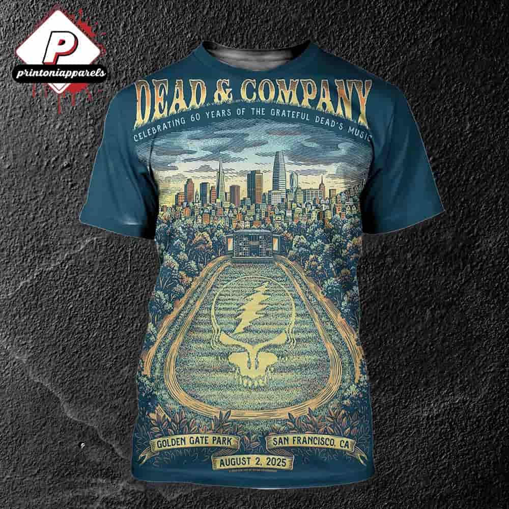 Dead And Company Celebrating 60 Years Of Greatful Dead Music At Golden Gate Park San Fracisco CA On August 2nd 2025 All Over Print Shirt Dead And Company Celebrating 60 Years Of Greatful Dead Music At Golden Gate Park San Fracisco CA On August 2nd 2025 All Over Print Shirt