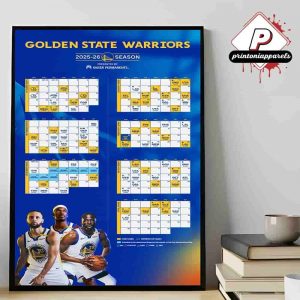 Golden State Warriors Official 2025-2026 NBA Season Schedule Home Decor Poster Canvas