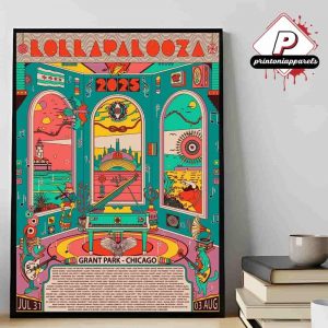 Lollapalooza 2025 Commemorative Poster At Grant Park Chicago From July 31st To August 3rd 2025 Home Decor Poster Canvas