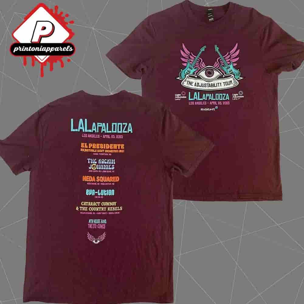 Lollapalooza 2025 Concert The Adjustability Tour Lalapalooza At Los Angeles On April 5th 2025 Two Sided Unisex T-Shirt Lollapalooza 2025 Concert The Adjustability Tour Lalapalooza At Los Angeles On April 5th 2025 Two Sided Unisex T-Shirt
