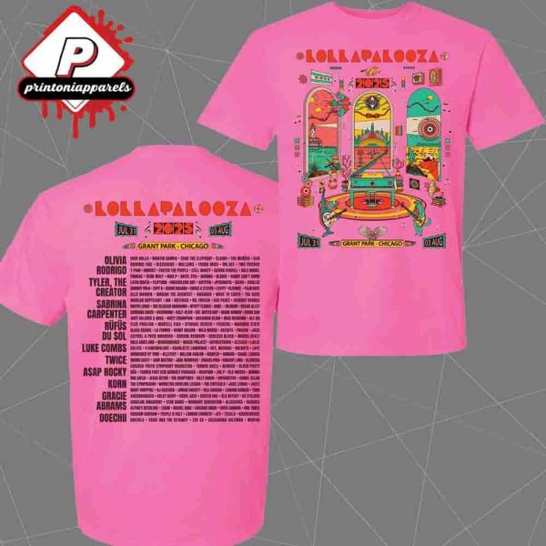 Lollapalooza 2025 Poster Lineup Tee Merchandise Limited Two Sided Unisex T-Shirt