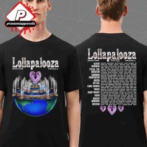 Lollapalooza Planet Lolla Lineup Tee Merchandise Limited Two Sided Unisex T-Shirt