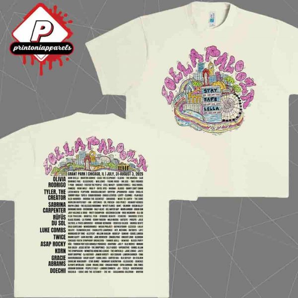 Lollapalooza Skyline Lineup Tee Merchandise Limited Two Sided Unisex T-Shirt