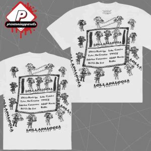 Lollapalooza x Cactus Plant Flea Market White Lineup Tee Merchandise Limited Classic T-Shirt