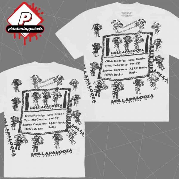 Lollapalooza x Cactus Plant Flea Market White Lineup Tee Merchandise Limited Classic T-Shirt