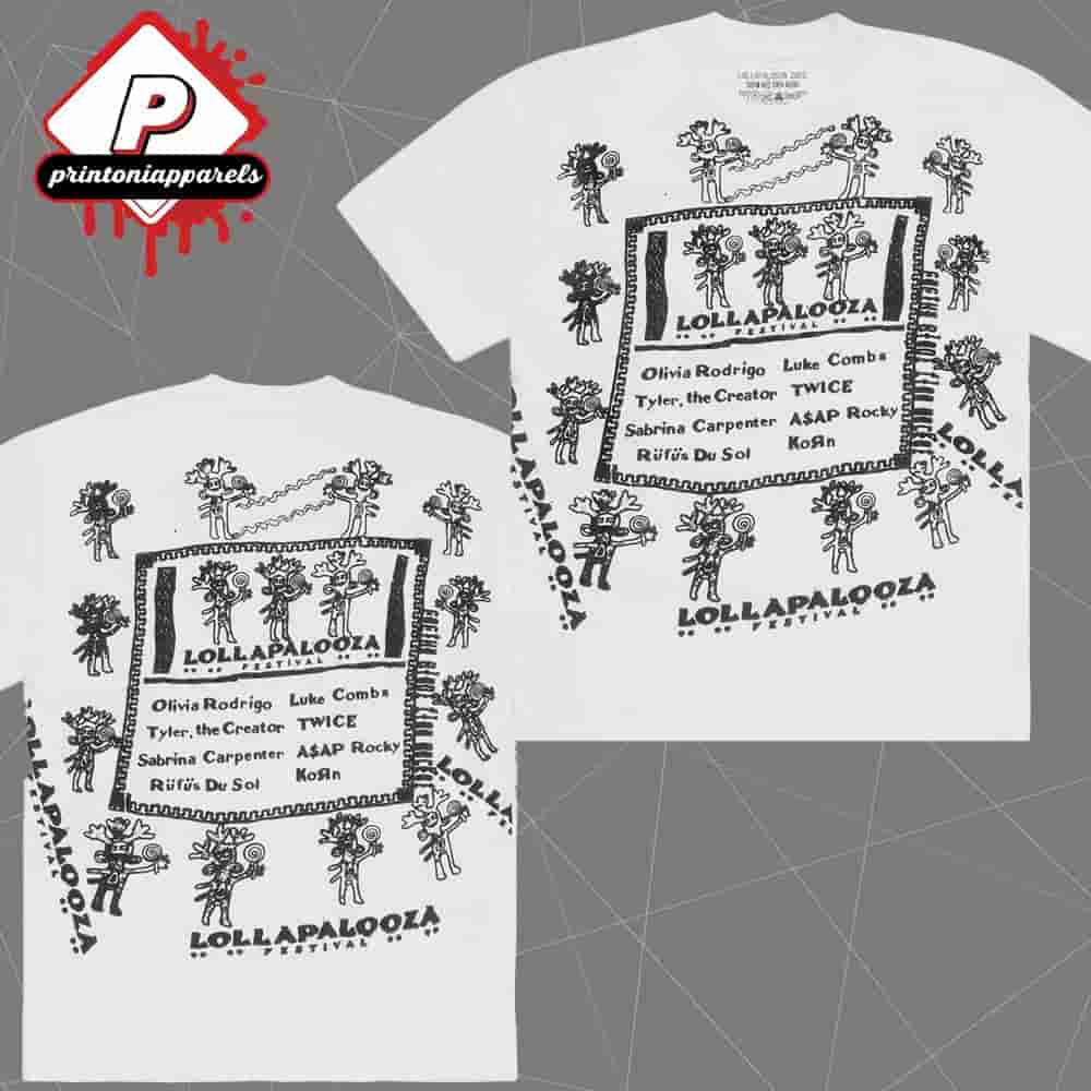Lollapalooza x Cactus Plant Flea Market White Lineup Tee Merchandise Limited Classic T-Shirt Lollapalooza x Cactus Plant Flea Market White Lineup Tee Merchandise Limited Classic T-Shirt