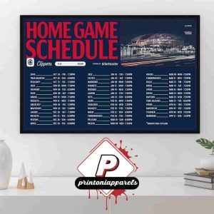 Los Angeles Clippers Official 2025-2026 NBA Season Schedule Home Decor Poster Canvas