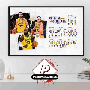 Los Angeles Lakers Official 2025-2026 NBA Season Schedule Home Decor Poster Canvas