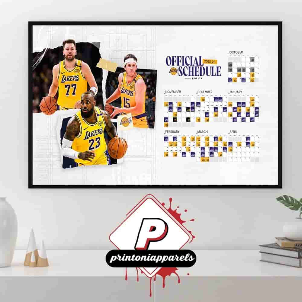 Los Angeles Lakers Official 2025-2026 NBA Season Schedule Home Decor Poster Canvas Los Angeles Lakers Official 2025-2026 NBA Season Schedule Home Decor Poster Canvas