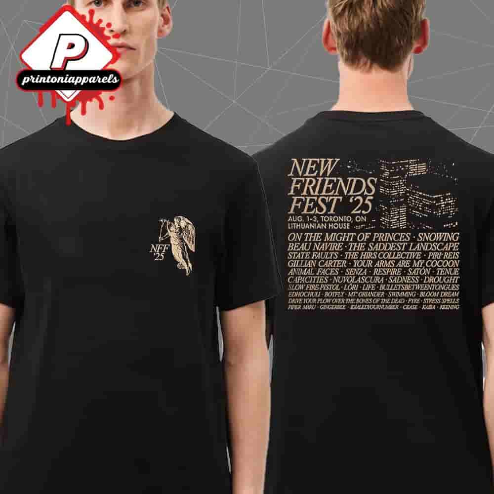 New Friends Festival 2025 Official Line Up Tee At Lithuanian House Toronto ON On August 1st-3rd 2025 Two Sided Unisex T-Shirt New Friends Festival 2025 Official Line Up Tee At Lithuanian House Toronto ON On August 1st-3rd 2025 Two Sided Unisex T-Shirt