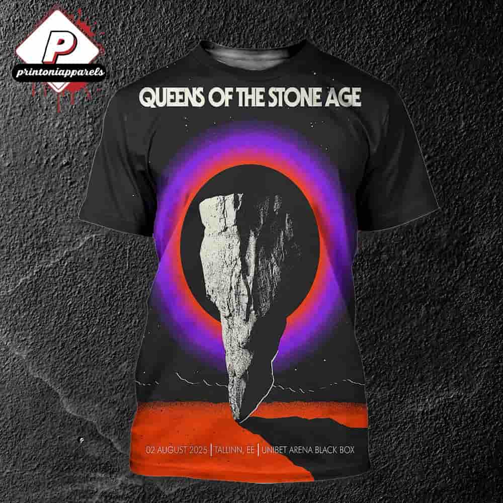 Queens Of The Stone Age Artwork Poster At Unibet Arena Black Box Tallinn EE On August 2nd 2025 All Over Print Shirt Queens Of The Stone Age Artwork Poster At Unibet Arena Black Box Tallinn EE On August 2nd 2025 All Over Print Shirt
