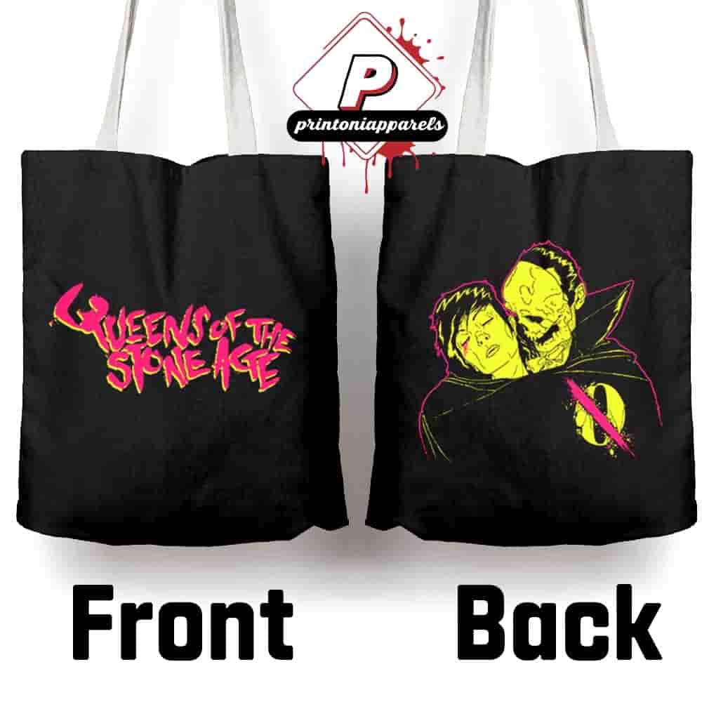 Queens Of The Stone Age Clockwork Tote Merchandise Limited Canvas Tote Bag Queens Of The Stone Age Clockwork Tote Merchandise Limited Canvas Tote Bag