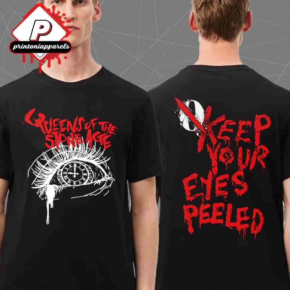 Queens Of The Stone Age Keep Your Eyes Peeled Black Tee Two Sided Unisex T-Shirt Queens Of The Stone Age Keep Your Eyes Peeled Black Tee Two Sided Unisex T-Shirt