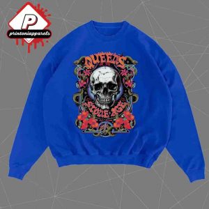 Queens Of The Stone Age Skull Collage Blue Crewneck Unisex T-Shirt