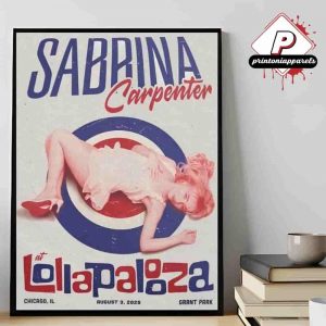 Sabrina Carpenter Lollapalooza Poster At Grant Park Chicago IL On August 3rd 2025 Home Decor Poster Canvas