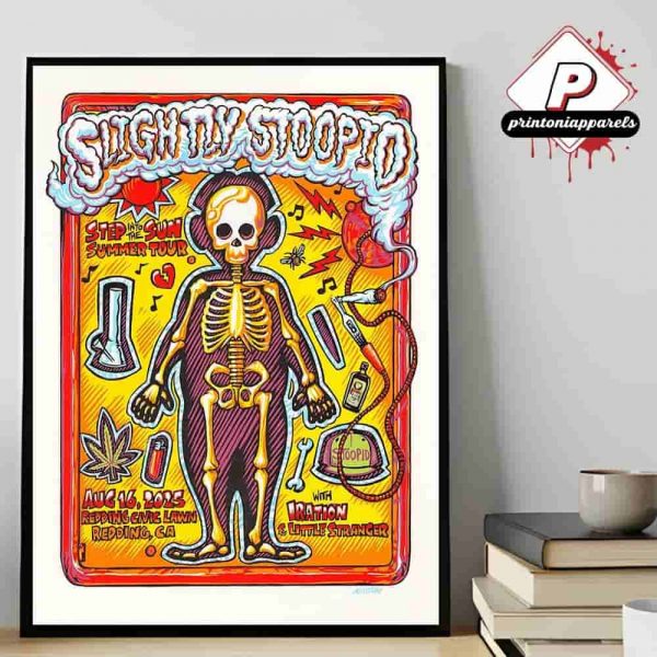 Slightly Stoopid Step Into The Sun Summer Tour 2025 Event Poster At Redding Civic Lawn Redding CA On August 16th 2025 Home Decor Poster Canvas