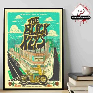 The Black Keys No Rain No Flowers Tour 2025 Event Poster Art By Showdeer At MGM Music Hall At Fenway Boston MA August 16th 2025 Home Decor Poster Canvas