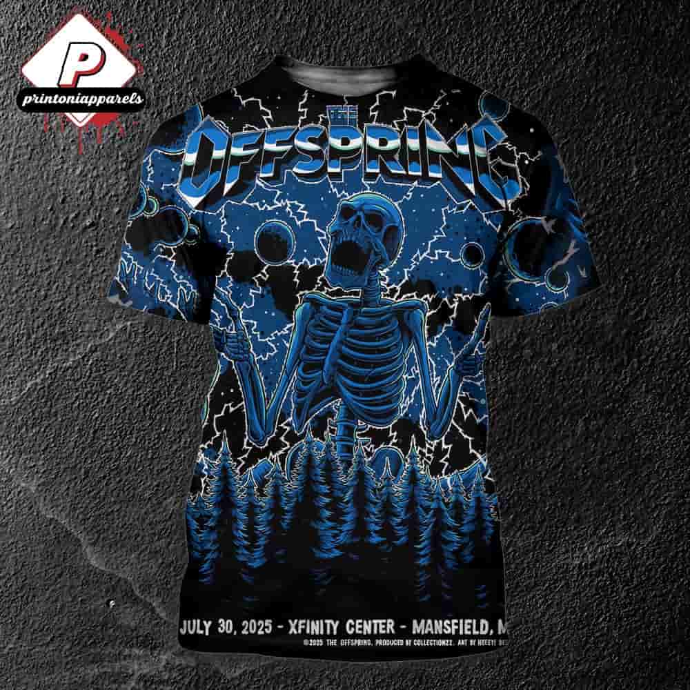 The Offspring Supercharged Tour 2025 Event Poster At Xfinity Center Mansfield MA On July 30th 2025 All Over Print Shirt The Offspring Supercharged Tour 2025 Event Poster At Xfinity Center Mansfield MA On July 30th 2025 All Over Print Shirt