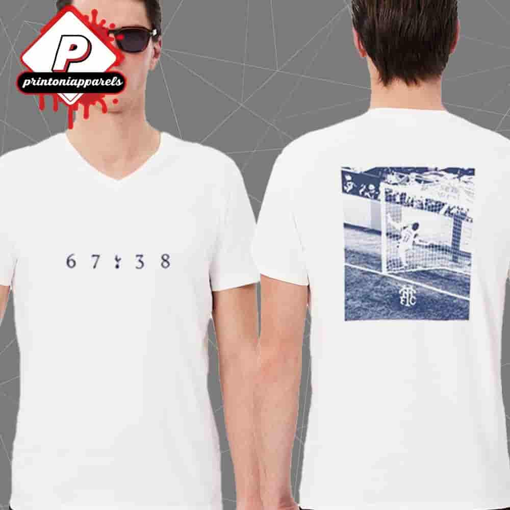 Tottenham Hotspurs Mens Micky Van De Ven Save In UEL Final White Print Two Sided Unisex T-Shirt Tottenham Hotspurs Mens Micky Van De Ven Save In UEL Final White Print Two Sided Unisex T-Shirt
