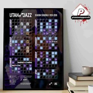 Utah Jazz Official 2025-2026 NBA Season Schedule Home Decor Poster Canvas